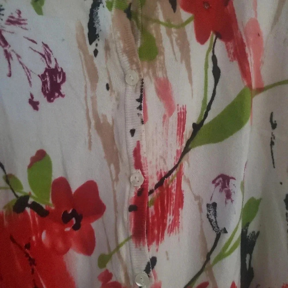 LANE BRYANT BEAUTIFUL FLORAL BUTTON SWEATER - Picture 5 of 5